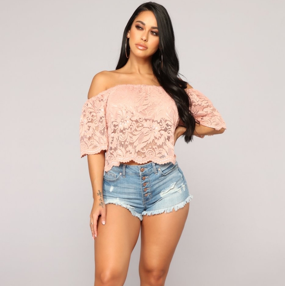 Here For Lace Off Shoulder Top - Mauve